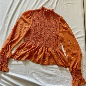 Orange Long Sleeve Blouse